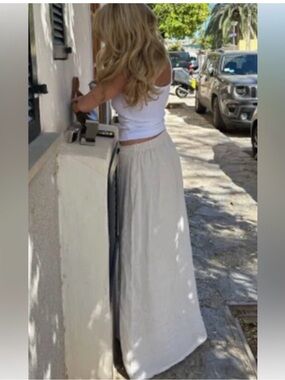 Djerf Avenue Cream Linen Maxi Skirt